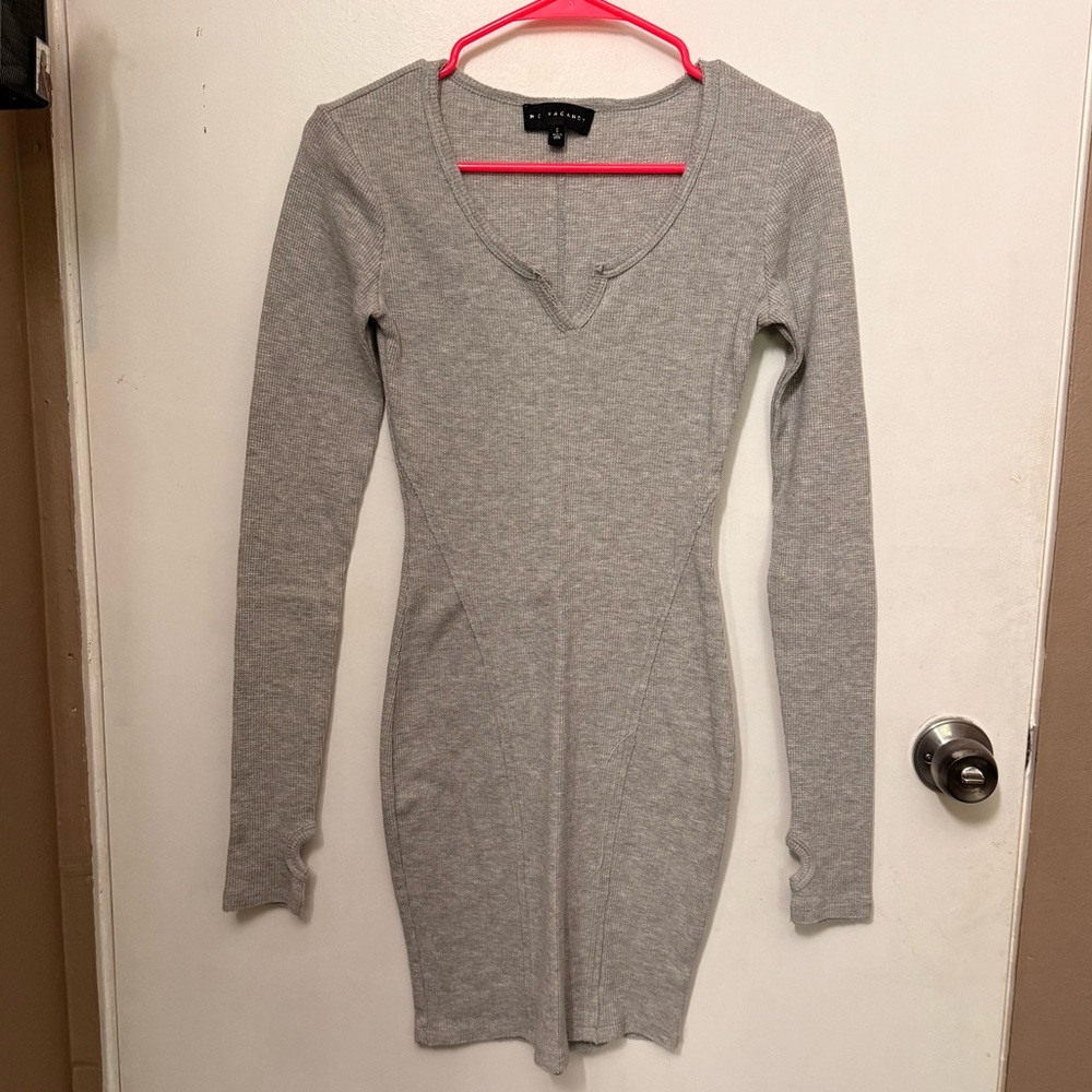 Gray Long Sleeve Bodycon Dress